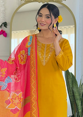 3 Pc Yellow Silk Suit Set