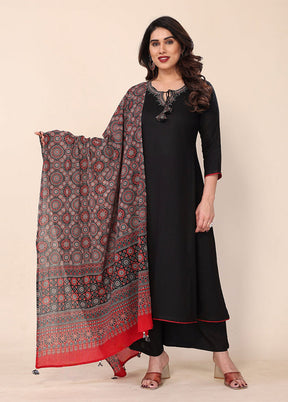 3 Pc Black Silk Suit Set