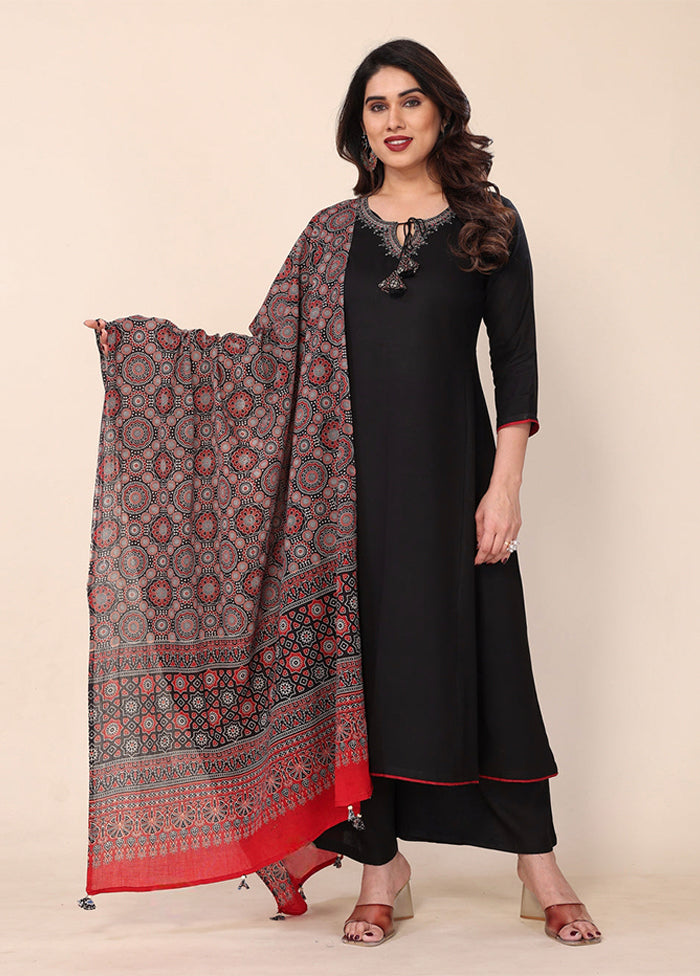 3 Pc Black Silk Suit Set