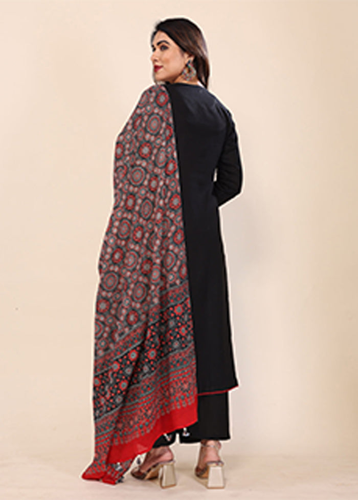 3 Pc Black Silk Suit Set
