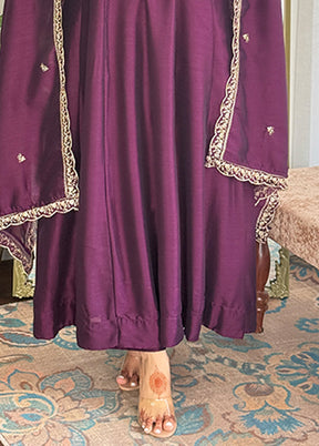 3 Pc Wine Silk Suit Set
