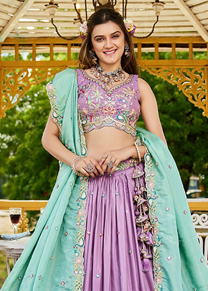 Lavender Blended Silk Lehenga Set