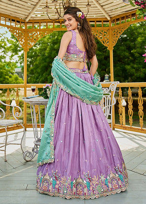Lavender Blended Silk Lehenga Set