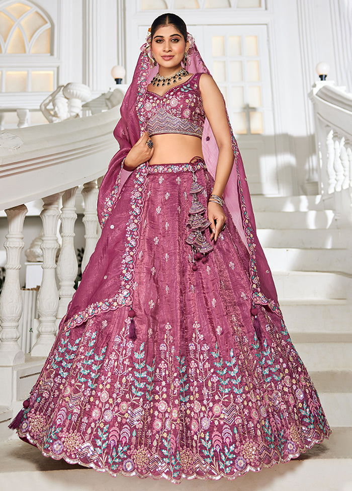Multicolor Blended Silk Lehenga Set