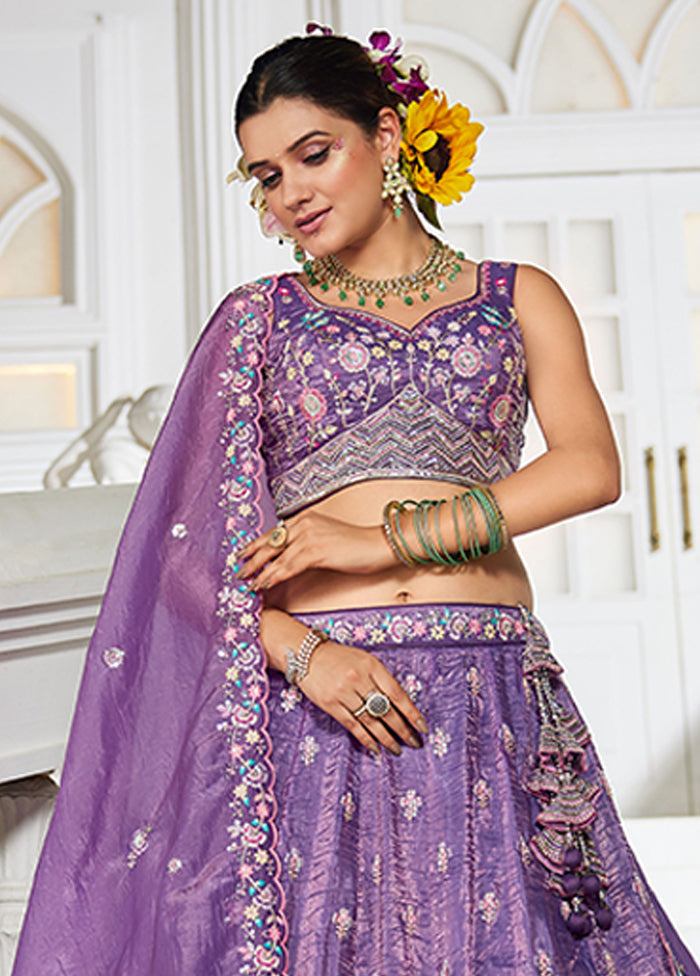 Lavender Blended Silk Lehenga Set