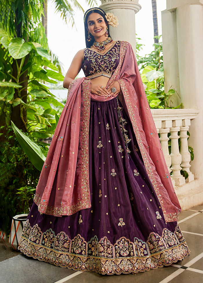 Multicolor Blended Silk Lehenga Set