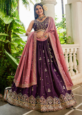 Multicolor Blended Silk Lehenga Set