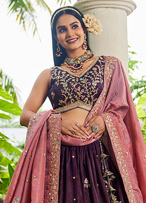 Multicolor Blended Silk Lehenga Set