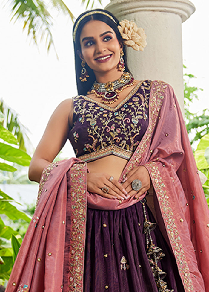 Multicolor Blended Silk Lehenga Set