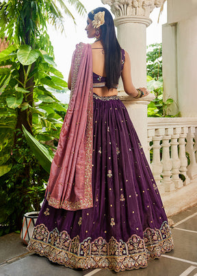 Multicolor Blended Silk Lehenga Set