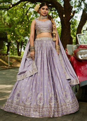Purple Blended Silk Lehenga Set
