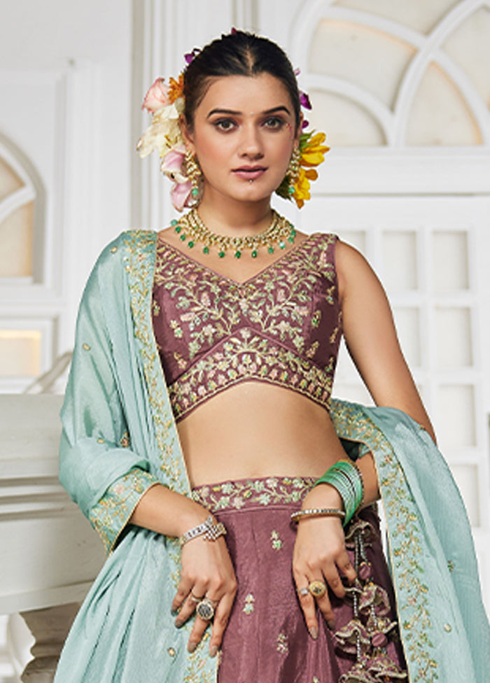 Pink Blended Silk Lehenga Set