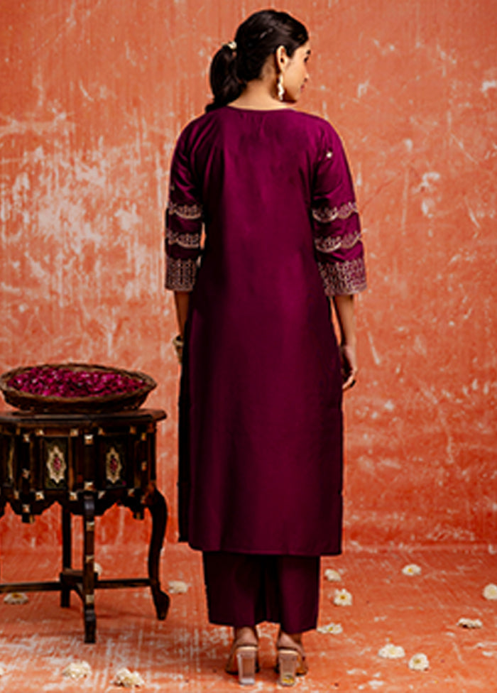 3 Pc Purple Silk Suit Set