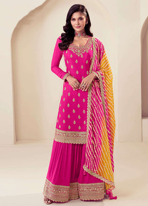 3 Pc Pink Silk Suit Set