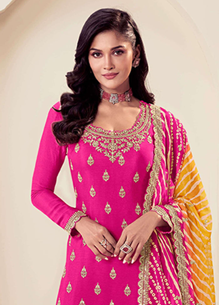 3 Pc Pink Silk Suit Set