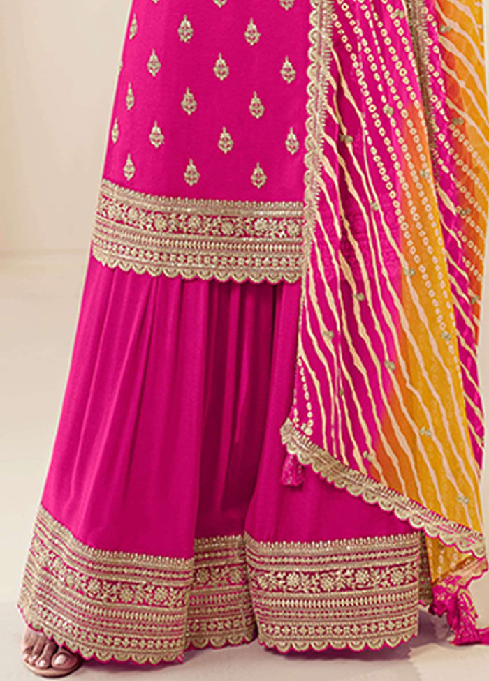 3 Pc Pink Silk Suit Set