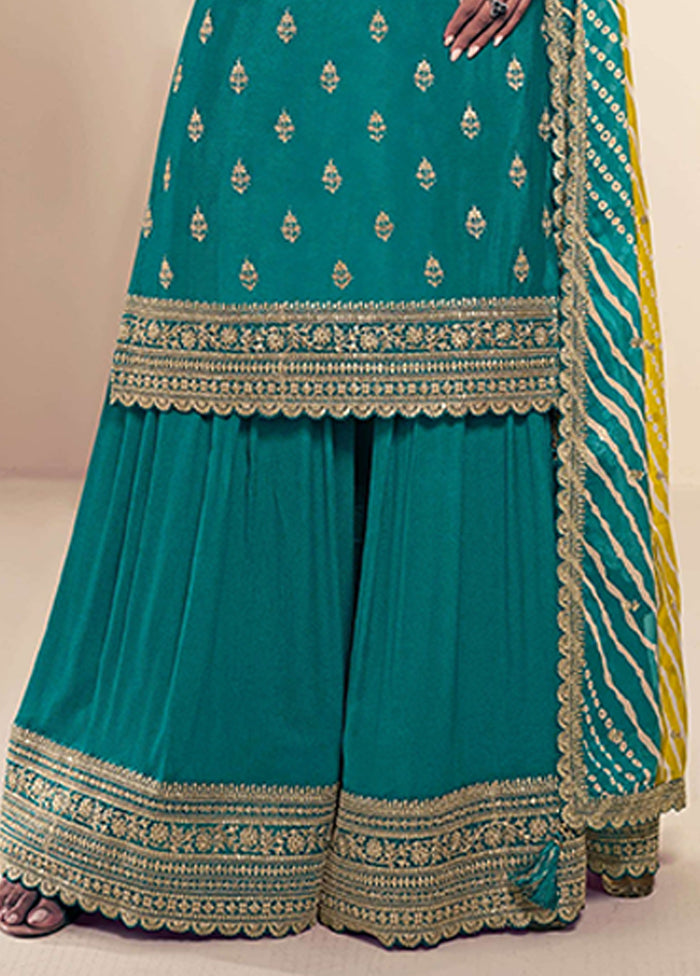 3 Pc Green Silk Suit Set