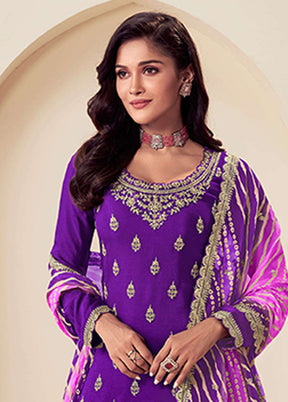 3 Pc Purple Silk Suit Set