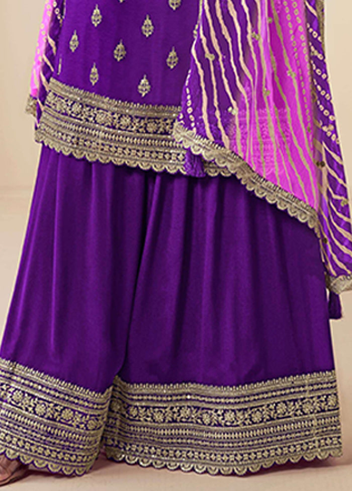 3 Pc Purple Silk Suit Set
