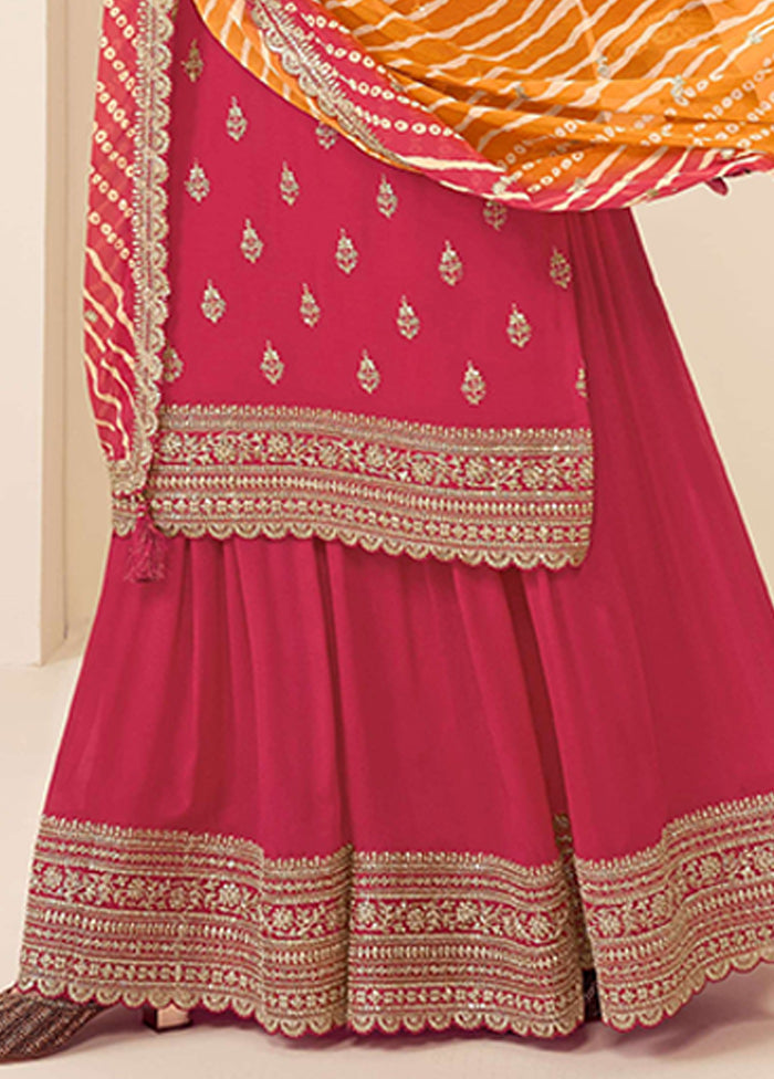 3 Pc Red Silk Suit Set