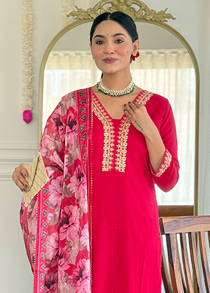 3 Pc Pink Silk Suit Set