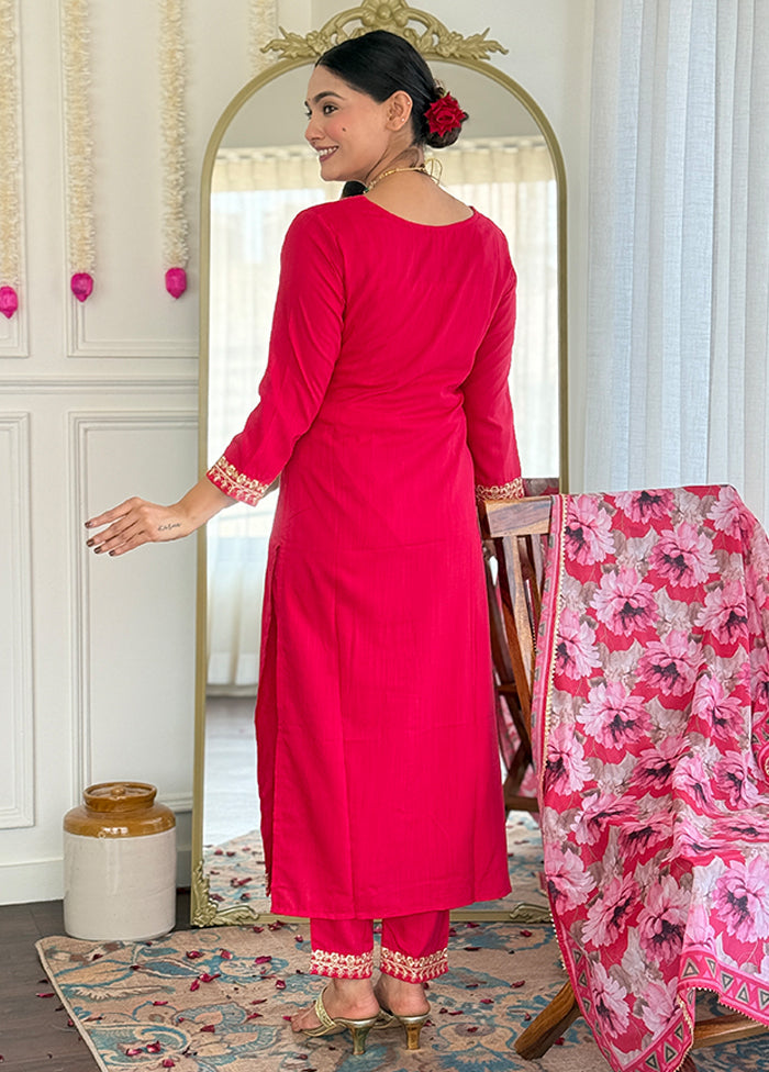 3 Pc Pink Silk Suit Set