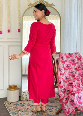 3 Pc Pink Silk Suit Set