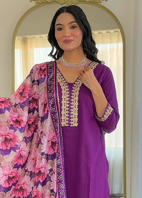 3 Pc Purple Silk Suit Set
