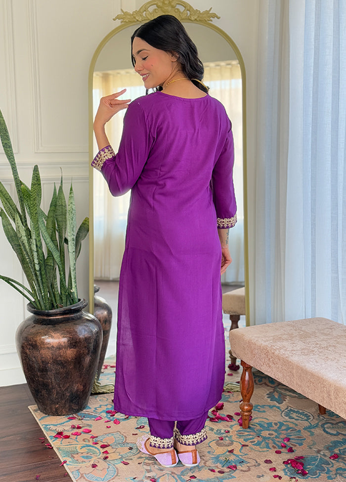 3 Pc Purple Silk Suit Set