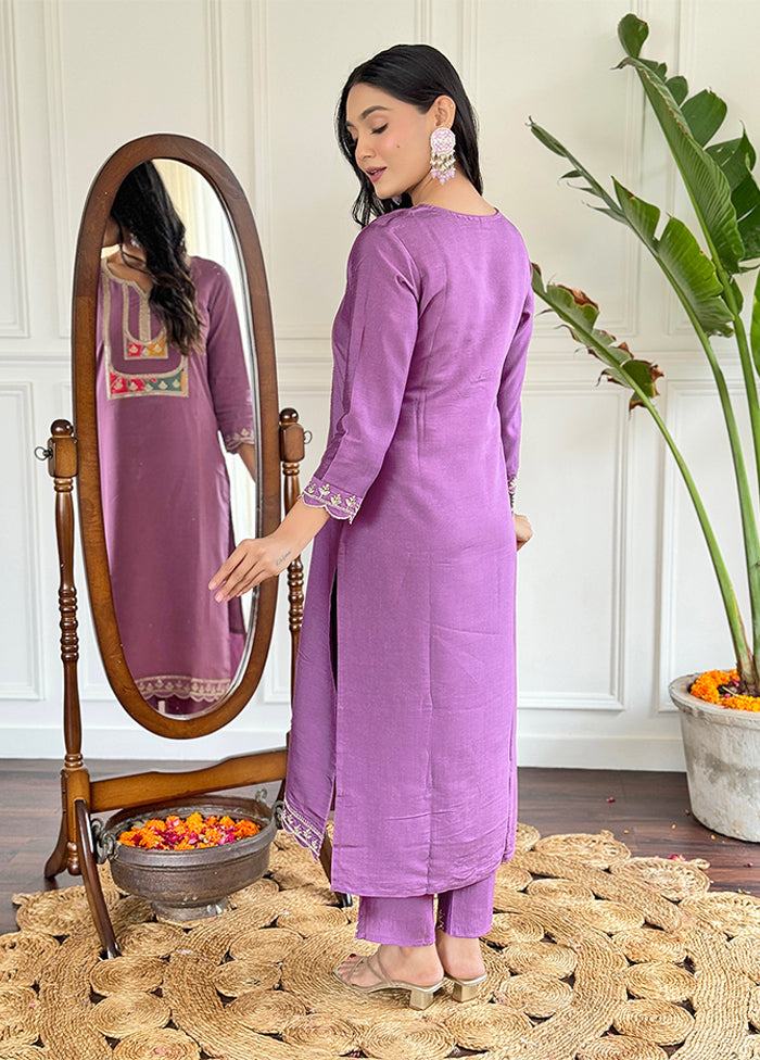 3 Pc Purple Silk Suit Set