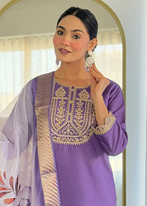 3 Pc Purple Silk Suit Set