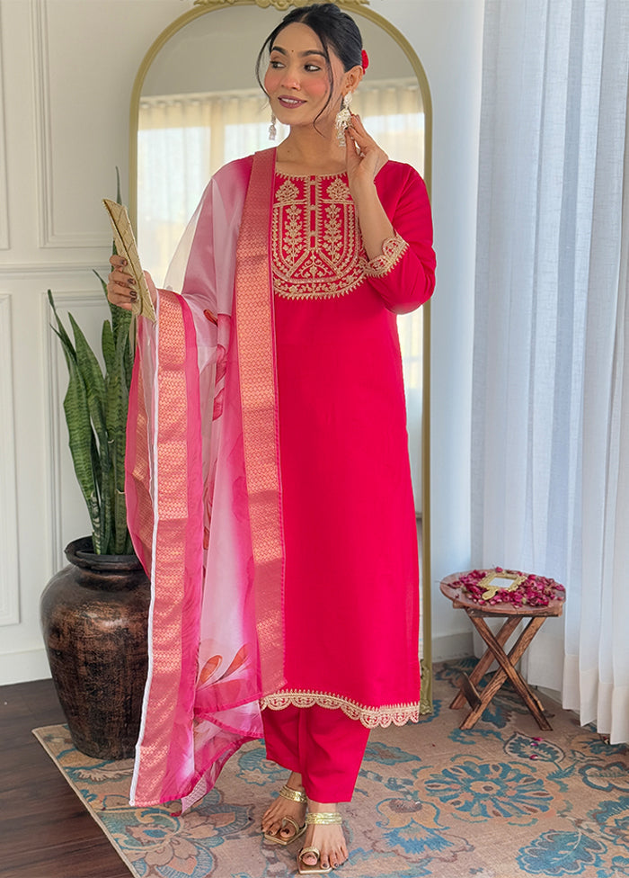 3 Pc Pink Silk Suit Set