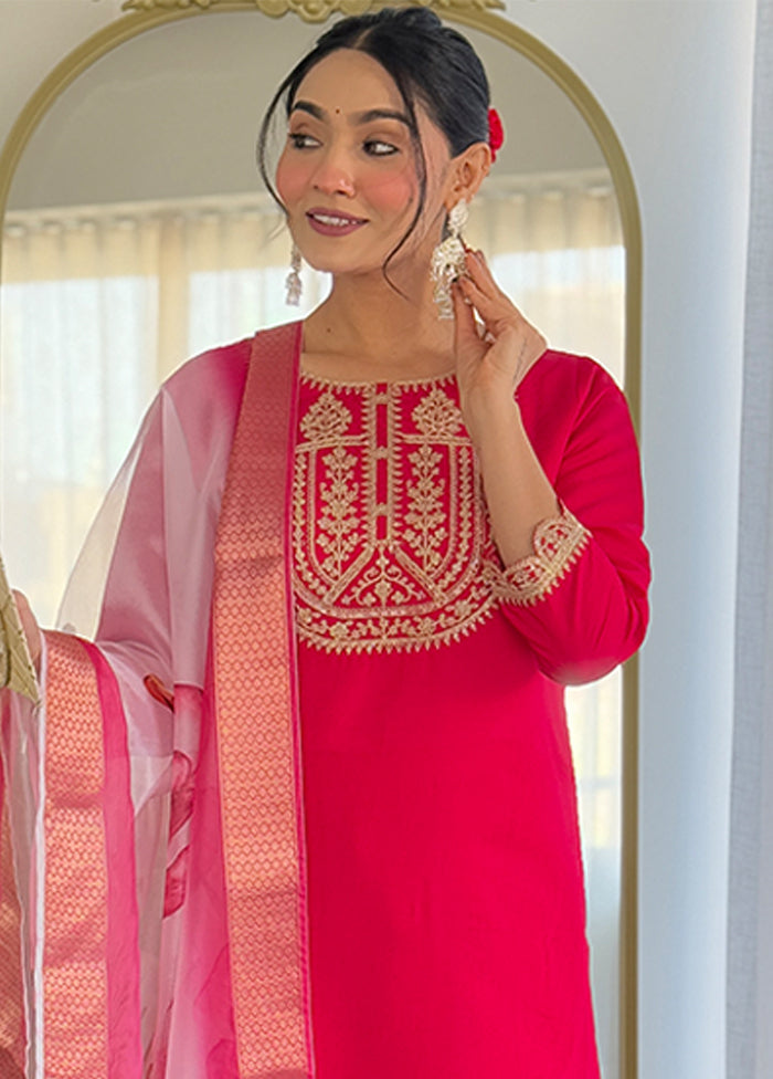 3 Pc Pink Silk Suit Set
