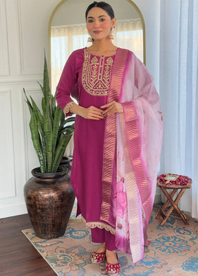 3 Pc Purple Silk Suit Set