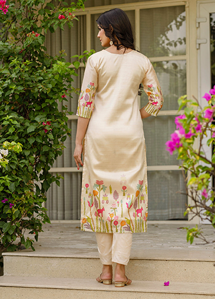 3 Pc Brown Silk Suit Set