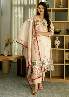 3 Pc Brown Silk Suit Set
