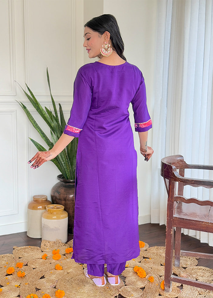 3 Pc Purple Silk Suit Set
