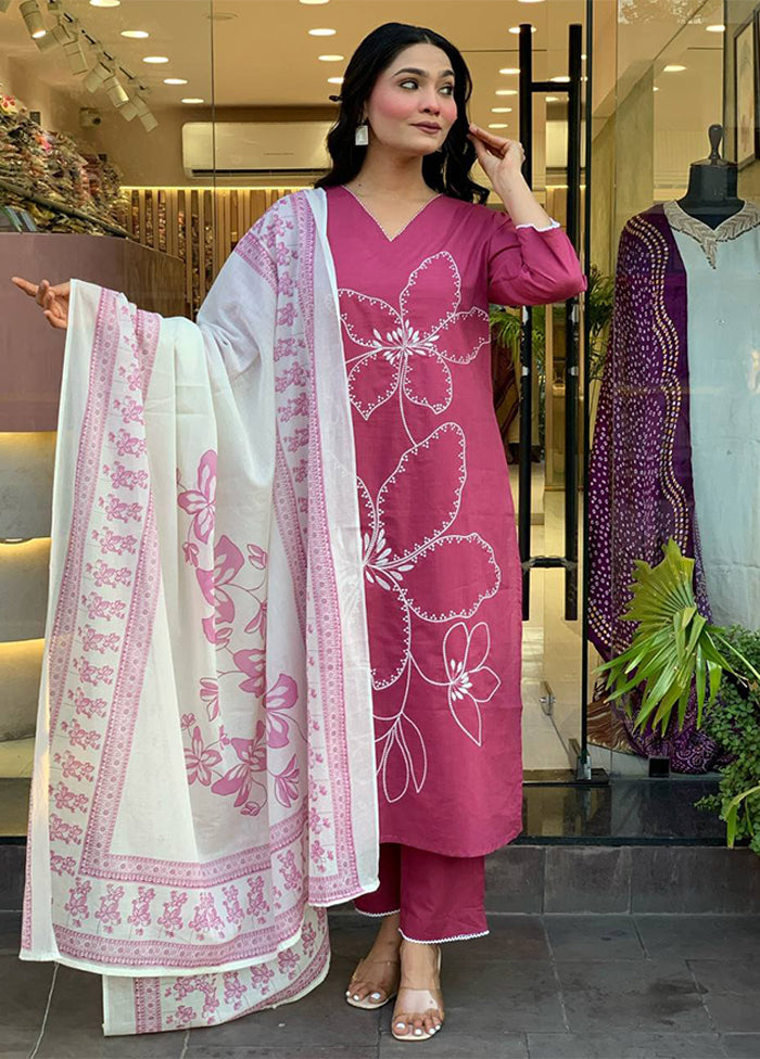 3 Pc Pink Silk Suit Set
