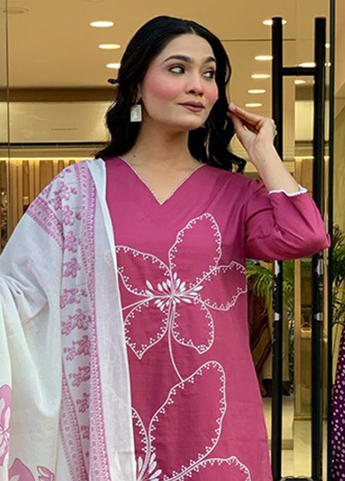 3 Pc Pink Silk Suit Set