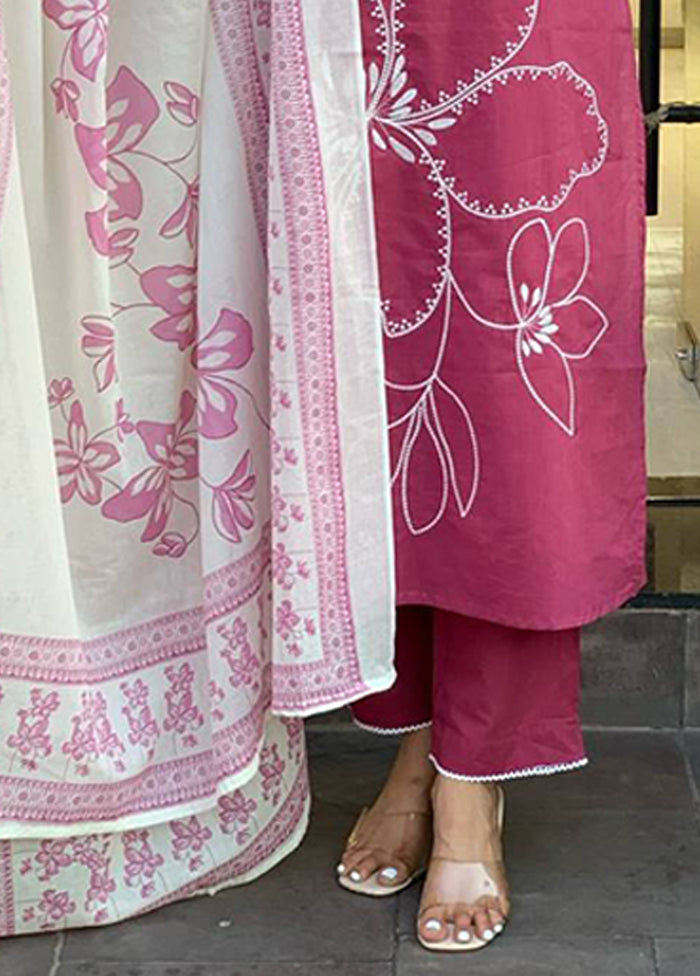 3 Pc Pink Silk Suit Set