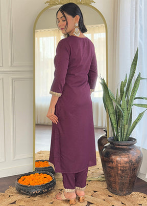 3 Pc Wine Silk Suit Set