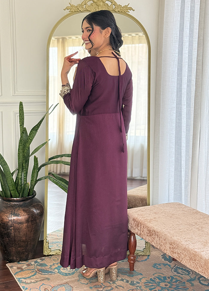 3 Pc Wine Silk Suit Set