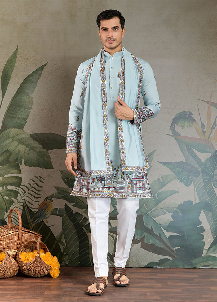 Blue Viscose Kurta & Pajama Set