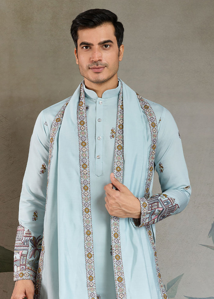 Blue Viscose Kurta & Pajama Set