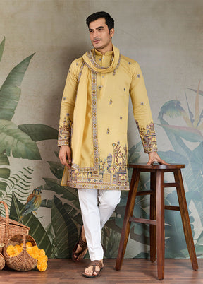 Yellow Viscose Kurta & Pajama Set