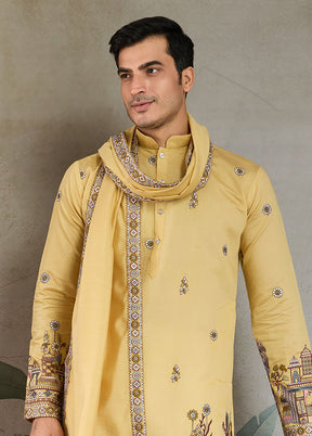 Yellow Viscose Kurta & Pajama Set