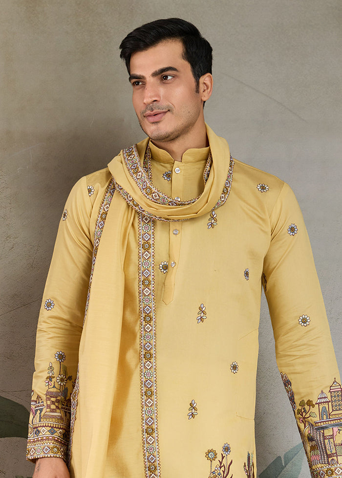 Yellow Viscose Kurta & Pajama Set
