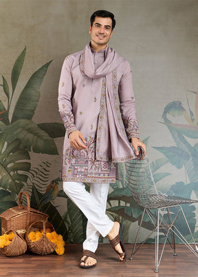 Purple Viscose Kurta & Pajama Set