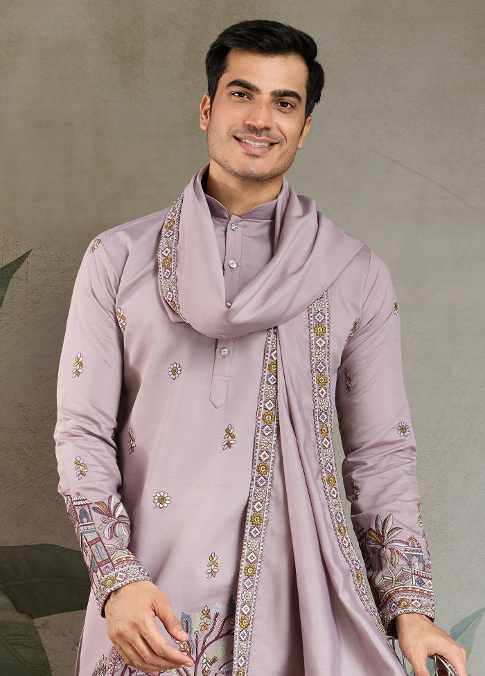 Purple Viscose Kurta & Pajama Set