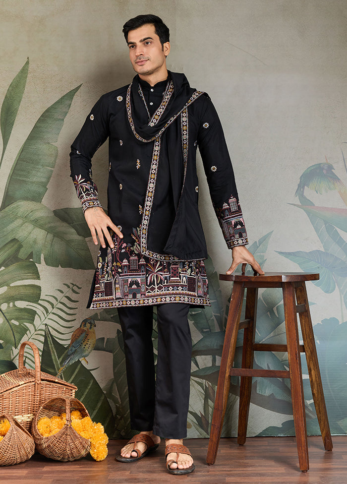 Black Viscose Kurta & Pajama Set